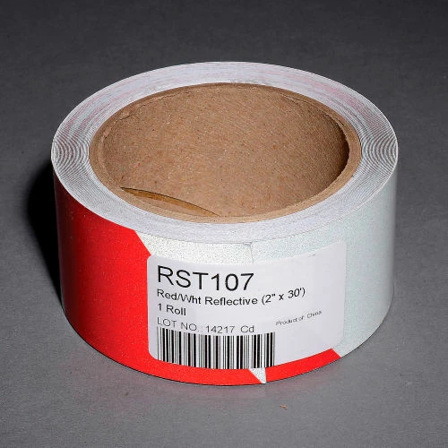 Incom Manufacturing INCOM® Safety Tape Reflective Striped Red/White, 2"W x 30'L, 1 Roll 2 Incom Manufacturing INCOM® Safety Tape Reflective Striped Red/White, 2"W x 30'L, 1 Roll - Image 2