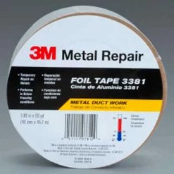 3M™ Aluminum Foil Tape 3381 Silver, 1-7/8" x 150', 2.7 Mil - Pkg Qty 12