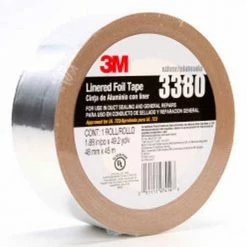 3m™ Linered Aluminum Foil Tape 3380 Silver, 48 Mm X 45 M, 70006716453 - Pkg Qty 24