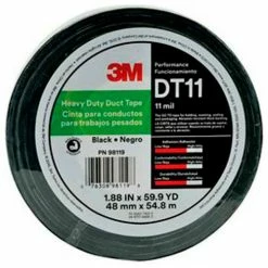 3M™ Heavy Duty Duct Tape DT11 Black, 1-7/8" x 180', 11 Mil - Pkg Qty 24