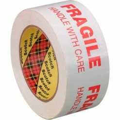 3M™ Scotch® 3772 Printed Message Carton Sealing Tape 2" x 110 Yds. 2.2 Mil White/Red - Pkg Qty 36