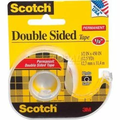 Scotch® Permanent Double Sided Tape 137 with Dispenser, 1/2" x 450", 1 Roll