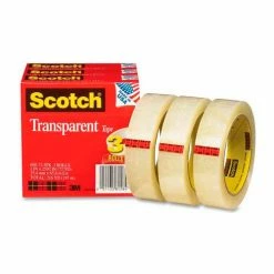 Scotch® Transparent Tape 600-72-3PK, 1" x 2592", 3" Core, 3 Rolls/Pack