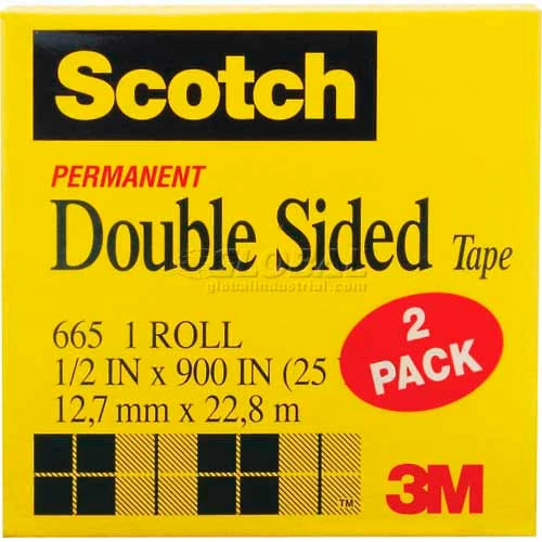 Scotch® Double Sided Tape 665-2PK, 1/2" x 900", 1" Core, 2 Rolls/Pack 1 Scotch® Double Sided Tape 665-2PK, 1/2" x 900", 1" Core, 2 Rolls/Pack