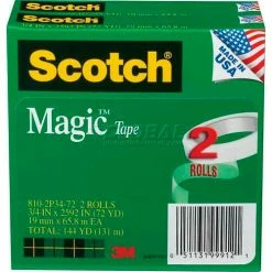 Scotch® Magic™ Tape 810-2P34-72, 3/4" x 2592", 3" Core, 2 Rolls/PK