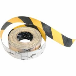 Top Tape & Label Anti-Slip Traction Yellow/Black Hazard Striped Tape Roll, 4" x 60'