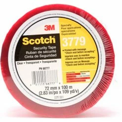 3M™ Scotch® 3779 Security Message Carton Sealing Tape 3" x 110 Yds. 1.9 Mil Clear/Red - Pkg Qty 24 -Adhesives, Sealants & Tape Sales 2022 70006747243 Front