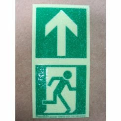 American Permalight Photoluminescent Directional Marker for Floors - Man Running + Arrow, 2"W x 4"L