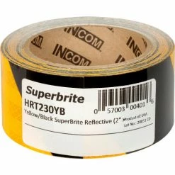 Incom Manufacturing Super Brite Reflective Tape, Yellow/Black, 2"W x 30'L Roll, HRT230YB -Adhesives, Sealants & Tape Sales 2022 B2146072 03