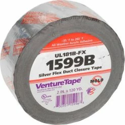 3M™ VentureTape UL181B-FX FlexDuct Tape, 2 IN x 120 Yards, Sliver, 1599B-G669