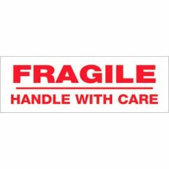 Tape Logic® Printed Carton Sealing Tape "Fragile Handle With Care" 2" x 55 Yds. Red/White - Pkg Qty 6