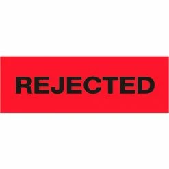 Tape Logic® Pre-Printed Carton Sealing Tape "Rejected" 2" x 55 Yds. 2.2 Mil Black/Red - Pkg Qty 6