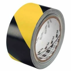 3M™ 766 Striped Vinyl Tape 2" x 36 Yds 5 Mil Black/Yellow - 2/PACK