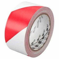 3M™ 767 Striped Vinyl Tape 2" x 36 Yds 5 Mil Red/White - 2/PACK