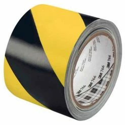 3M™ 766 Striped Vinyl Tape 3" x 36 Yds 5 Mil Black/Yellow - 2/PACK