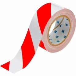 Brady® 104318 ToughStripe Floor Marking Tape, 2" W X 100'L, Red/White