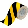 Brady® 104377 ToughStripe Floor Marking Tape, Polyester, 4"W X 100'L, Black/Yellow