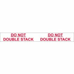 Decker Tape Printed Tape "Do Not Double Stack" 2"W x 110 Yds. 1.84 Mil White/Red - Pkg Qty 36
