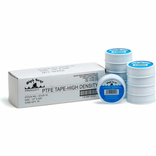Black Swan PTFE Tape - High Density, China - 1/2" X 520", 10/Pack - Pkg Qty 10 1 Black Swan PTFE Tape - High Density, China - 1/2" X 520", 10/Pack - Pkg Qty 10