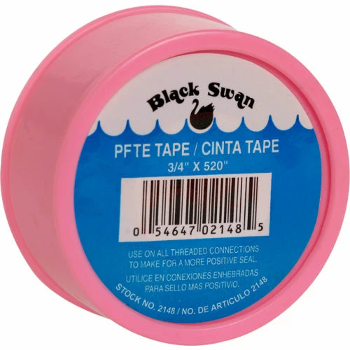 Black Swan PTFE Tape - Pink - Water Line, China - 3/4" X 520" - Pkg Qty 12 1 Black Swan PTFE Tape - Pink - Water Line, China - 3/4" X 520" - Pkg Qty 12