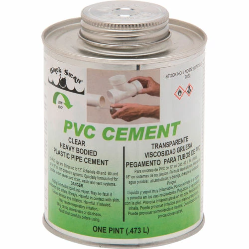 Black Swan PVC Cement (Clear) - Heavy Bodied, 1 Pt - Pkg Qty 12 1 Black Swan PVC Cement (Clear) - Heavy Bodied, 1 Pt - Pkg Qty 12