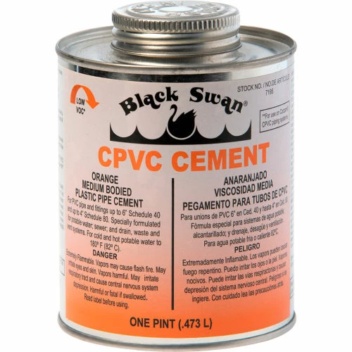 Black Swan CPVC Cement (Orange) - Medium Bodied, 1 Qt - Pkg Qty 12 1 Black Swan CPVC Cement (Orange) - Medium Bodied, 1 Qt - Pkg Qty 12