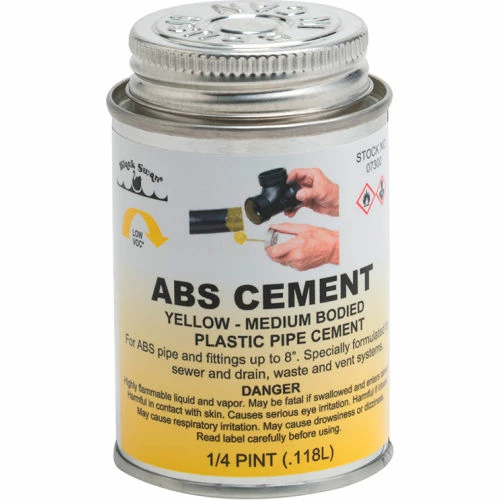 Black Swan ABS Cement (Yellow) - Medium Bodied, 1/4 Pt - Pkg Qty 24 1 Black Swan ABS Cement (Yellow) - Medium Bodied, 1/4 Pt - Pkg Qty 24