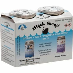 Black Swan Combo Pack No. 2 - Wet-Or-Dry PVC Cement (Blue) - Medium Bodied & Purple Primer, 1/4 Pt - Pkg Qty 6