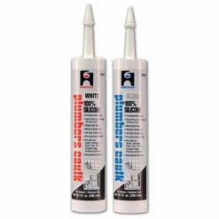 Hercules 25676 Plumbers Caulk - Silicone - White - Cartridge 11 oz. - Pkg Qty 12