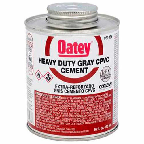 Oatey 31036 CPVC Heavy Duty Gray Cement 16 oz. - Pkg Qty 24 1 Oatey 31036 CPVC Heavy Duty Gray Cement 16 oz. - Pkg Qty 24