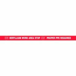 Accuform PTP303 Tough-Mark™ Heavy-Duty Message Strip, Stop Beryllium Work Area, 3"x48"