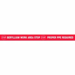 Accuform PTP304 Tough-Mark™ Heavy-Duty Message Strip, Stop Beryllium Work Area, 4"x48"