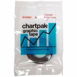 Chartpak® Chart Tape, BG2501, Glossy, .25"W X 27'L, Gloss/Black