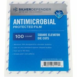 Silver Defender Antimicrobial Film For Square Elevator Buttons, 5"H x 4"W Clear 100/Pack -Adhesives, Sealants & Tape Sales 2022 Silver Defender NEW LABELS00620