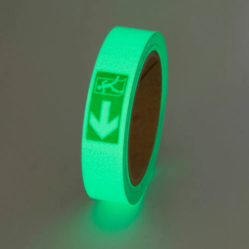 Incom Manufacturing Safety Glow Photoluminescent Tape, Exit Left, 1"W x 30'L Roll, GT130EXL 1 Incom Manufacturing Safety Glow Photoluminescent Tape, Exit Left, 1"W x 30'L Roll, GT130EXL