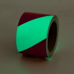 Incom Manufacturing Safety Glow Photoluminescent Tape, Red Stripes, 2"W x 30'L Roll, GT230RD