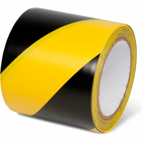 Global Industrial Striped Hazard Warning Tape, 4"W x 108'L, 5 Mil, Black/Yellow, 1 Roll 1 Global Industrial Striped Hazard Warning Tape, 4"W x 108'L, 5 Mil, Black/Yellow, 1 Roll
