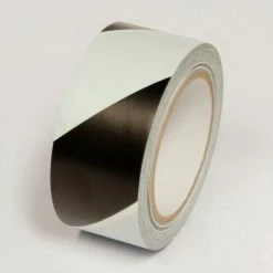 Incom Manufacturing Hazard Marking Tape, Black/White Stripes, 2"W x 108'L Roll, WT2300