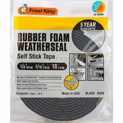 Frost King Sponge Rubber Foam Tape - 3/8" W X 3/16" D X 10' L, Black - Pkg Qty 24