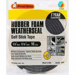 Frost King Sponge Rubber Foam Tape, 3/8" W X 5/16" D X 10' L, Black - Pkg Qty 24