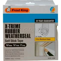 Frost King X-Treme Rubber Weatherstrip Tape, 3/8" W X 1/4" D X 17' L, White - Pkg Qty 12