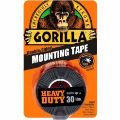 Gorilla Heavy Duty Black Mounting Tape, 1" x 60" - Pkg Qty 6