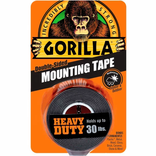 Gorilla Heavy Duty Black Mounting Tape, 1" x 60" - Pkg Qty 6 1 Gorilla Heavy Duty Black Mounting Tape, 1" x 60" - Pkg Qty 6