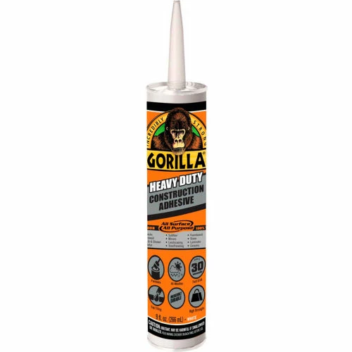 Gorilla Heavy Duty Construction Adhesive Tube, White, 9 oz. - Pkg Qty 12 1 Gorilla Heavy Duty Construction Adhesive Tube, White, 9 oz. - Pkg Qty 12