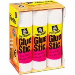 Avery® Permanent Glue Stics, White Application, 1.27 oz, 6/Pack