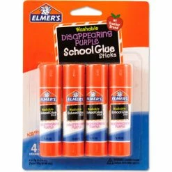 Elmer's® Washable School Glue Sticks, Disappearing Purple, 4/Pack