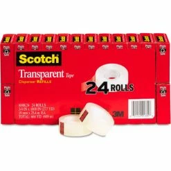 Scotch® Transparent Tape, 3/4" x 1000", 1" Core, Clear, 24/Pack
