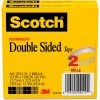 Scotch® 665 Double-Sided Tape, 1/2" x 1296", 3" Core, Transparent, 2/Pack