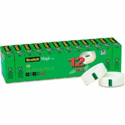 Scotch® Magic Office Tape Refills, 3/4" x 1000" Roll, Clear, 12/Pack