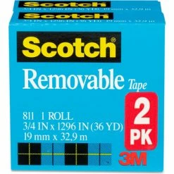 Scotch® Removable Tape, 3/4" x 1296", 1" Core, 2/Pack